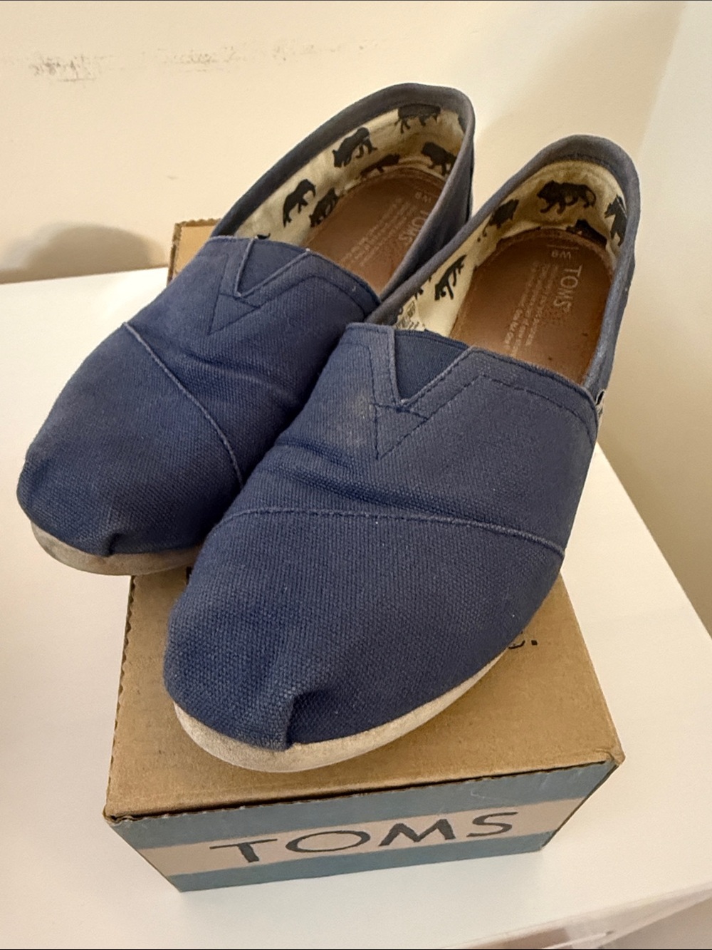 Toms Kids Canvas Slip-Ons in Navy Blue